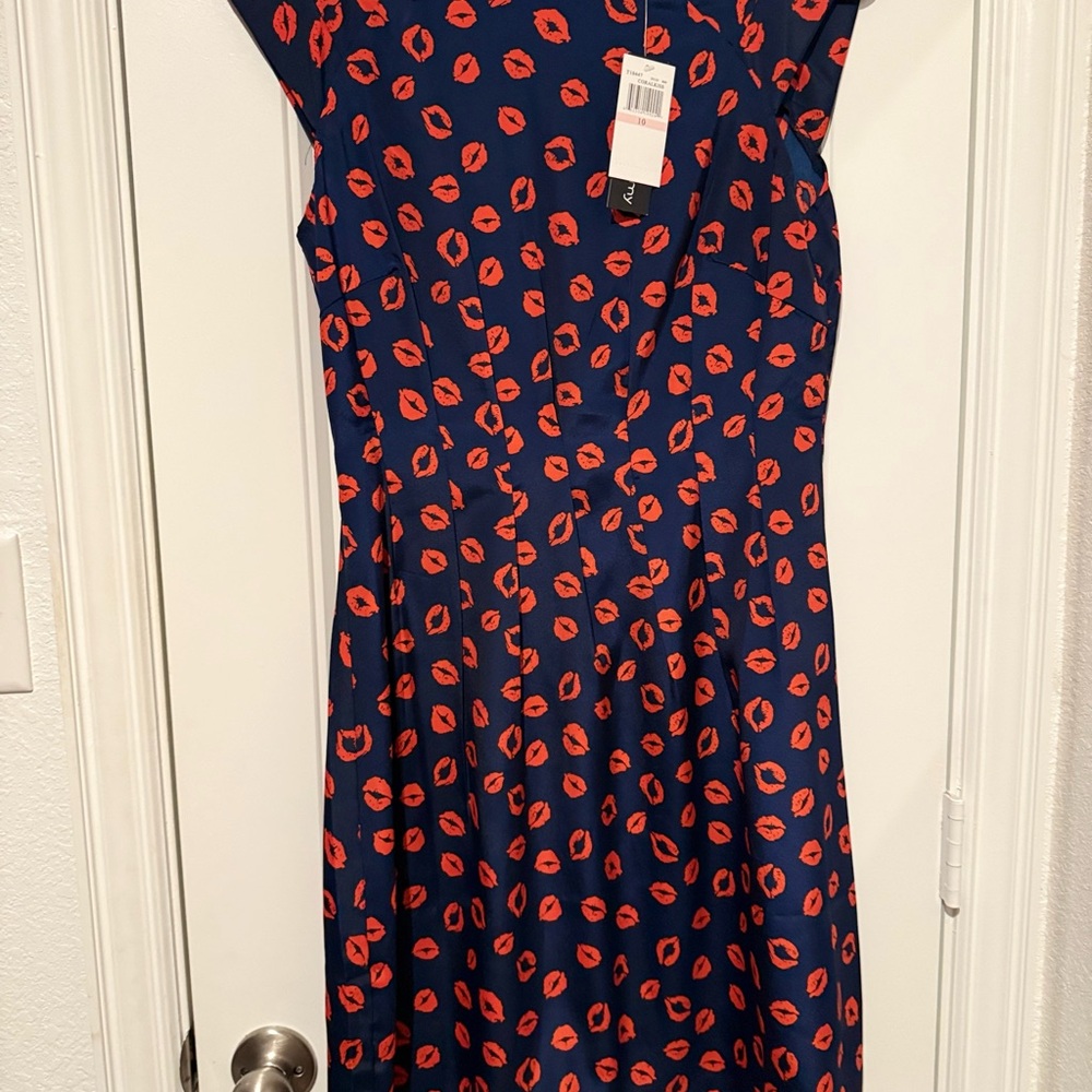 Spenser Jeremy Navy Dress with Red Lip Print